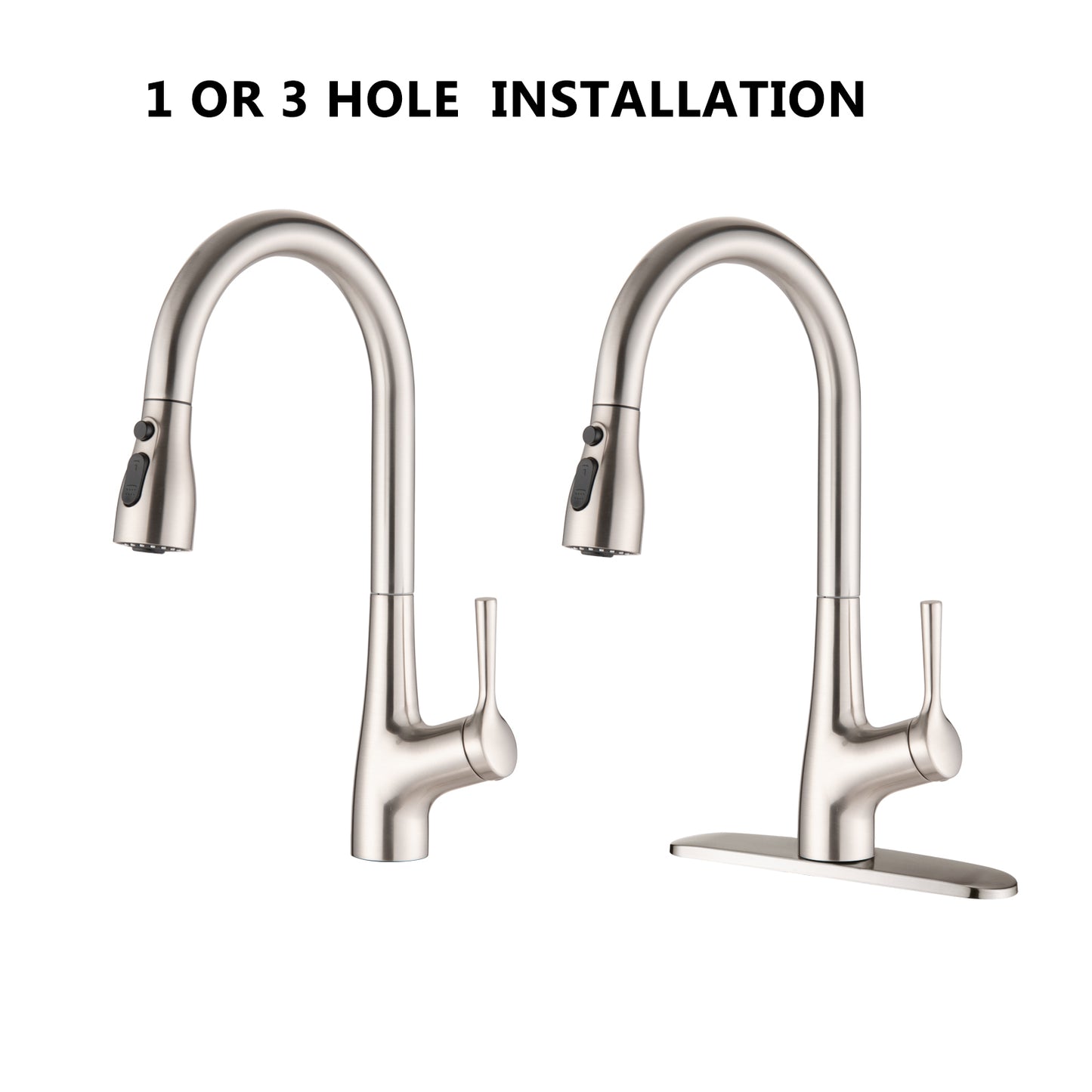 Single Handle Pull Down Kitchen Sink Faucet Brushed Nickel