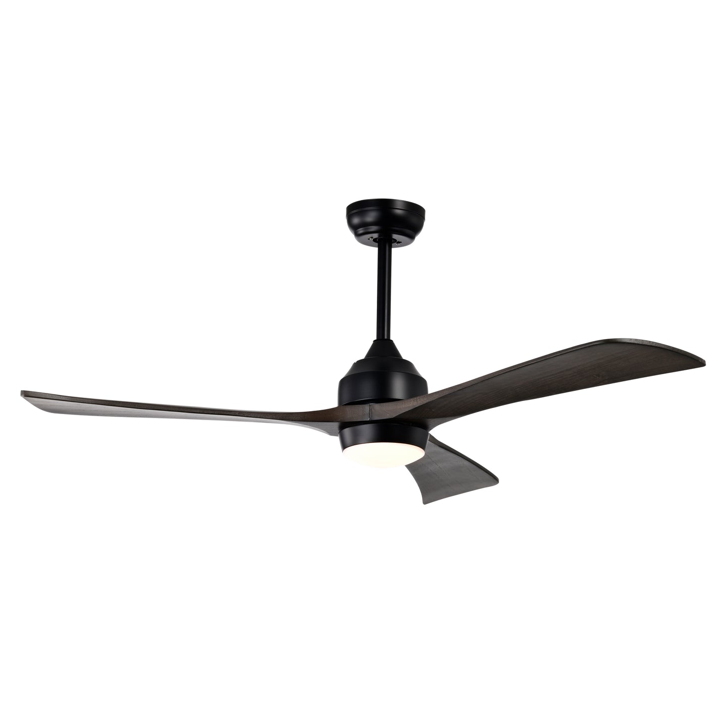 52-Inch Matte Black Ceiling Fan with Black Walnut Blades and Remote Control