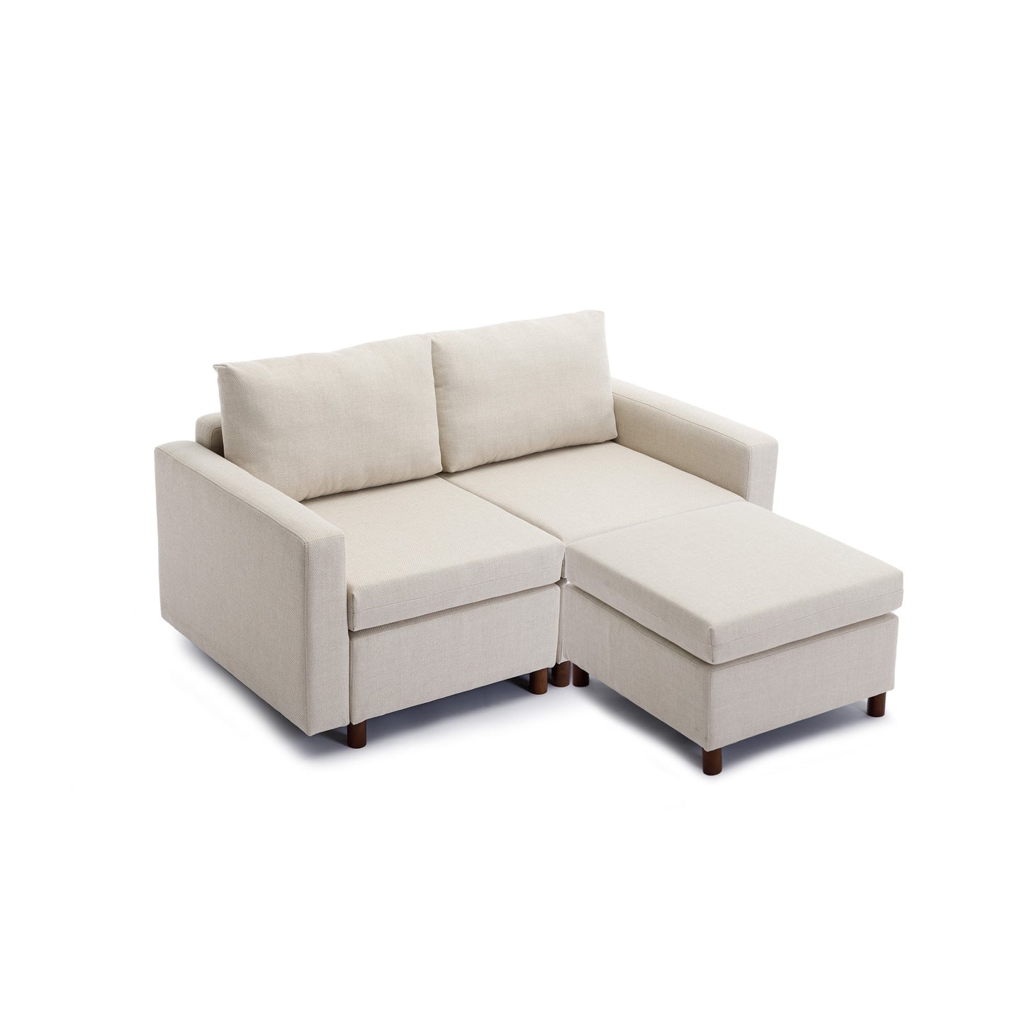 Cream Modular Sectional Sofa Couch With 2 Ottoman