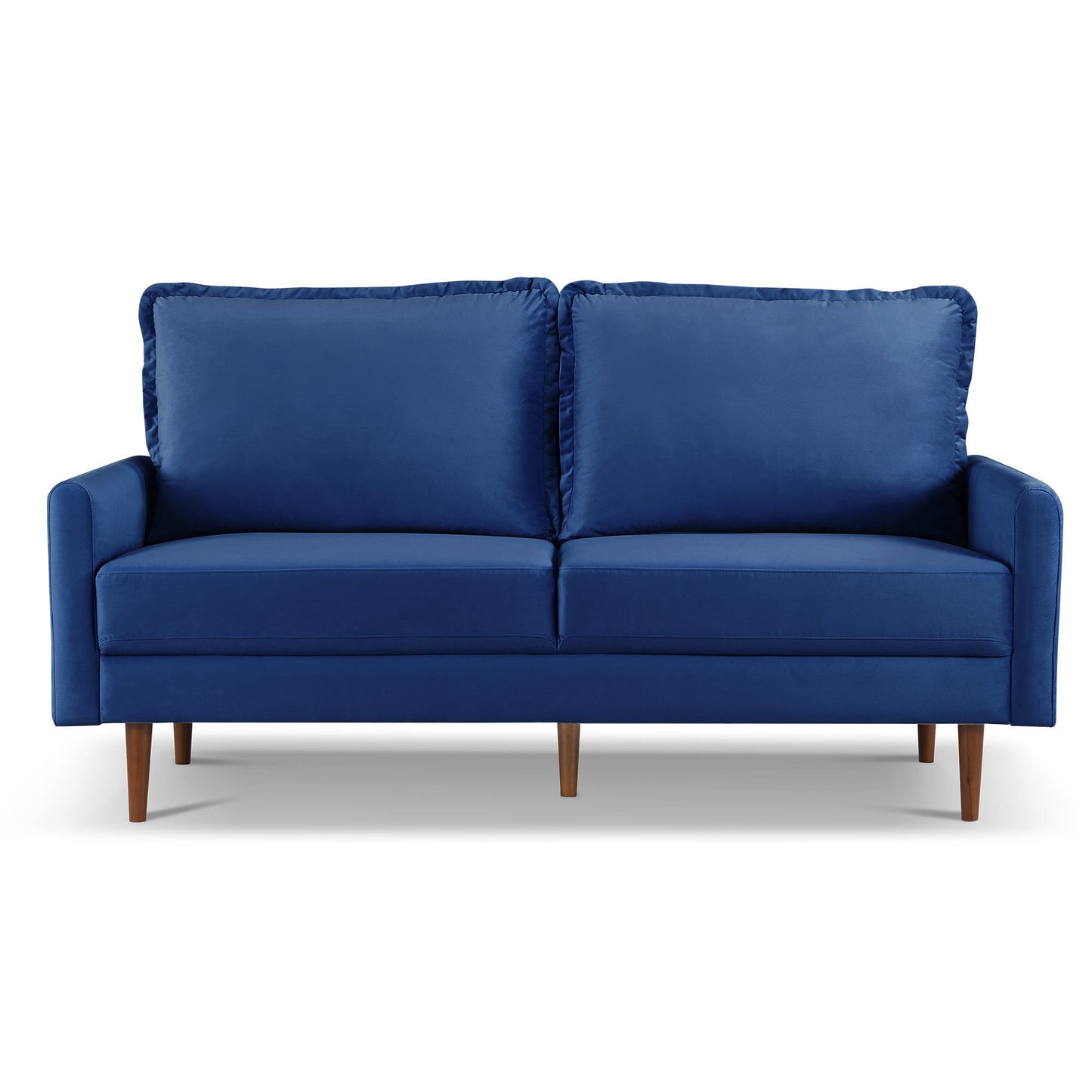 69” Classic Blue Velvet Upholstered Sofa with Mid-Century Design