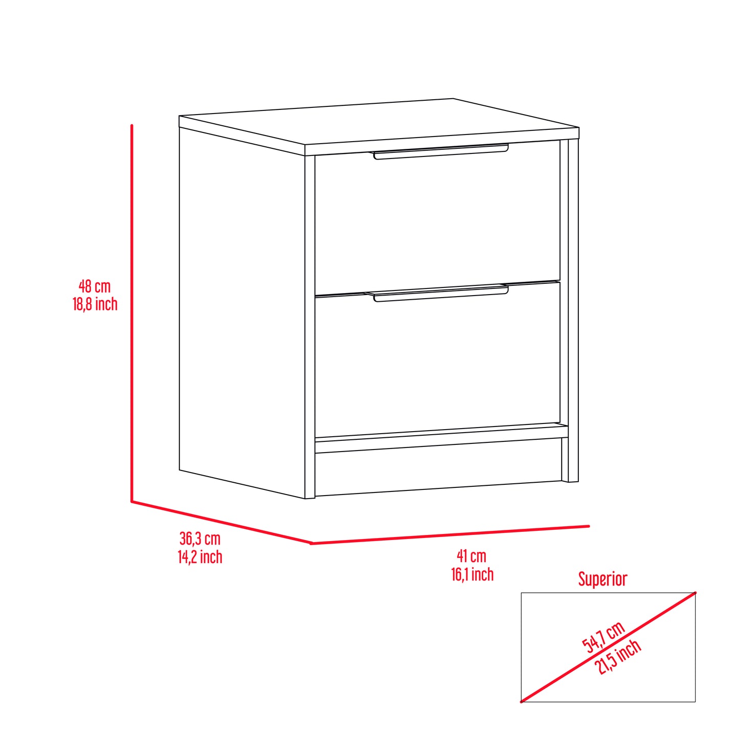 Cannon 2-Drawer Nightstand Black Wengue and Pine