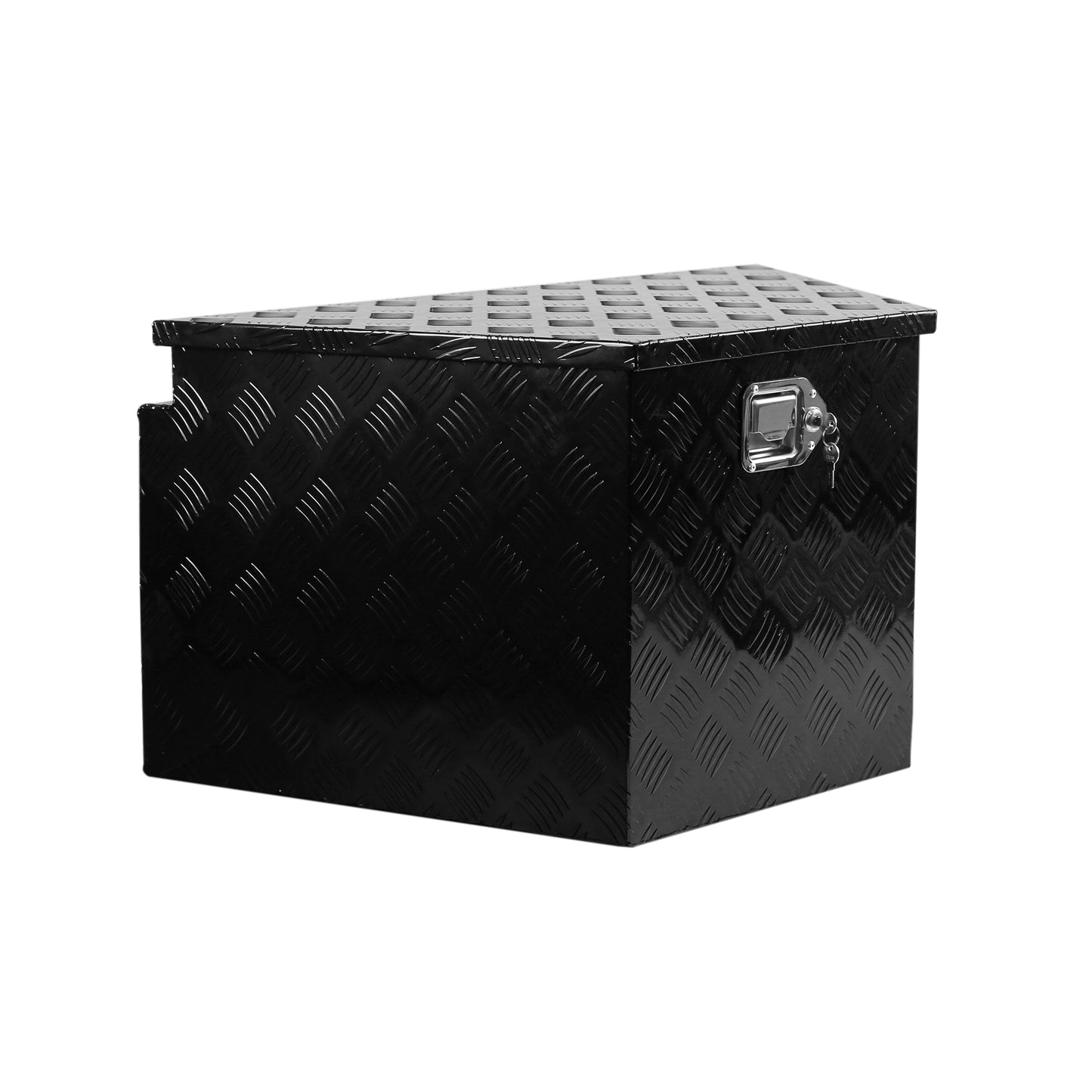 33 Inch Heavy Duty Diamond Plate Aluminum Trailer Tongue Box Pickup Truck Tool Box Storage Organizer with Weather Resistant Seal, Lock & Keys – Black 32.5"x20.5"x18.3"