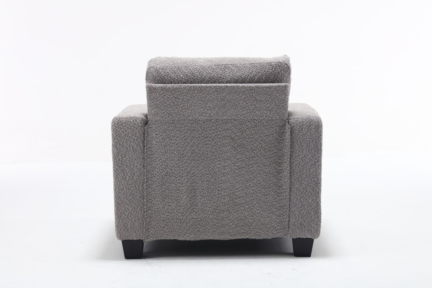 Elegant White and Gray Modern Chair for Living Room or Sofas, with Square Armrest and Removable Back Cushion