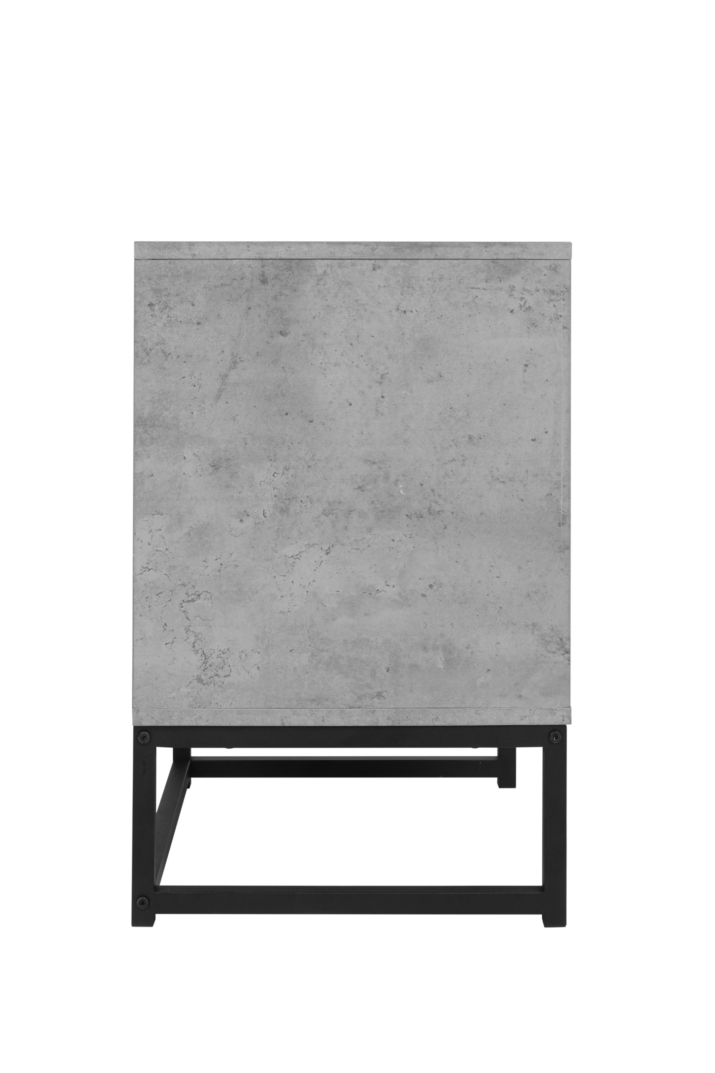 Set of 2, 2 Drawer Nightstand, Geometric Elements, Cement Grey, for Bedroom, Living Room and Study