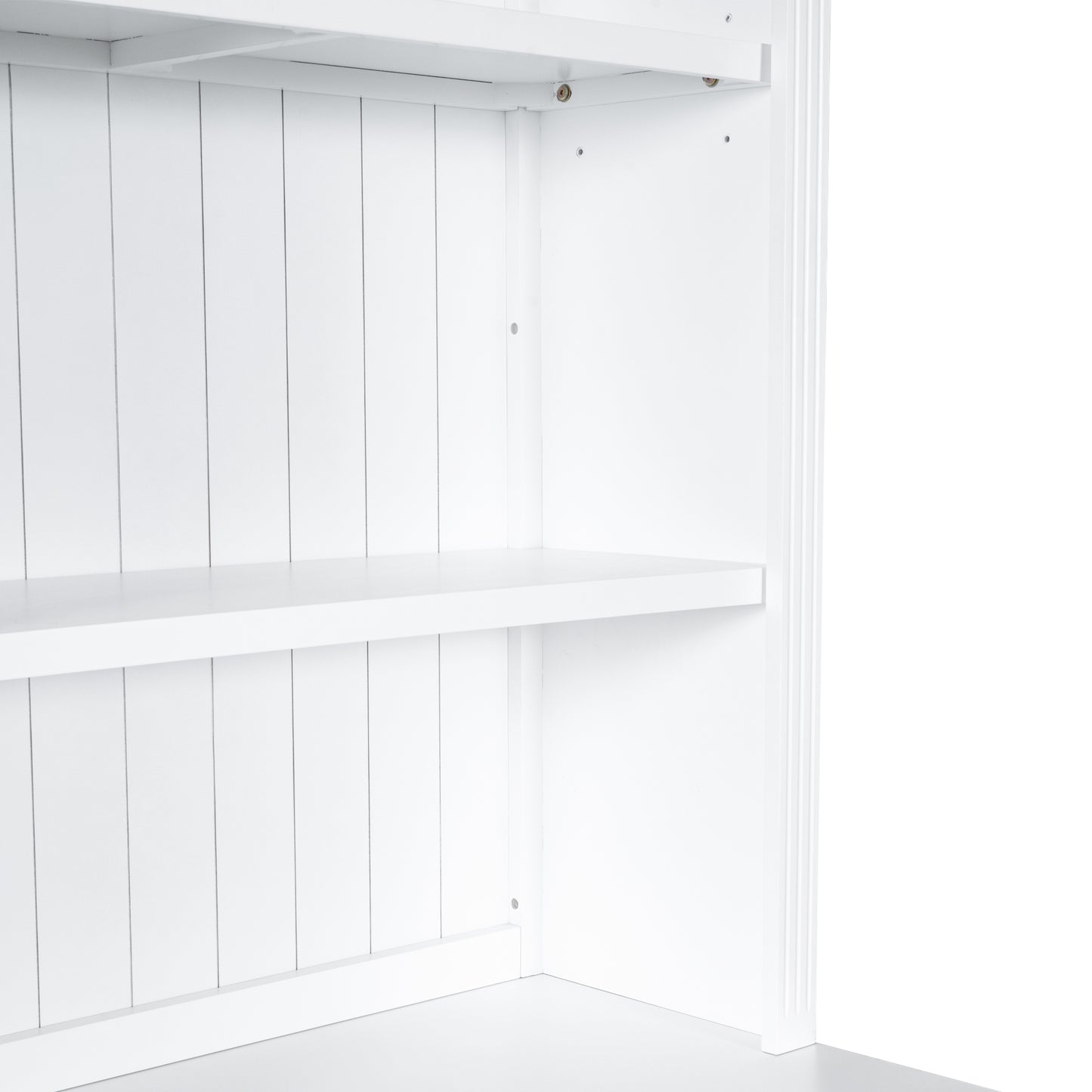 Modern White 83.4 Bookshelf and Writing Desk Suite with LED Lighting and Drawers