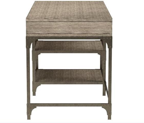 Ample Storage Industrial Desk in Weathered Oak and Antique Silver