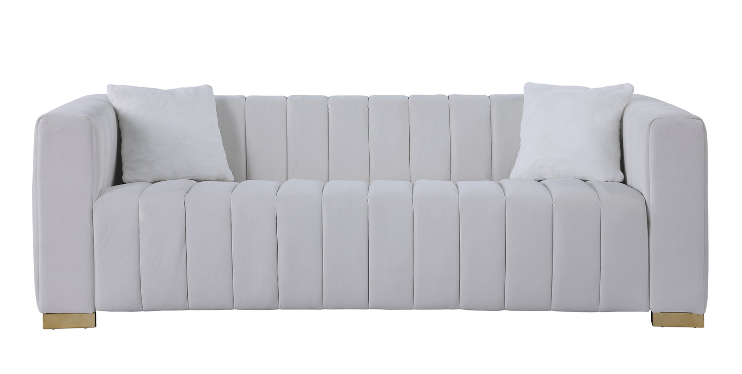 A modern  channel sofa  take on a traditional Chesterfield,White color,3 seater