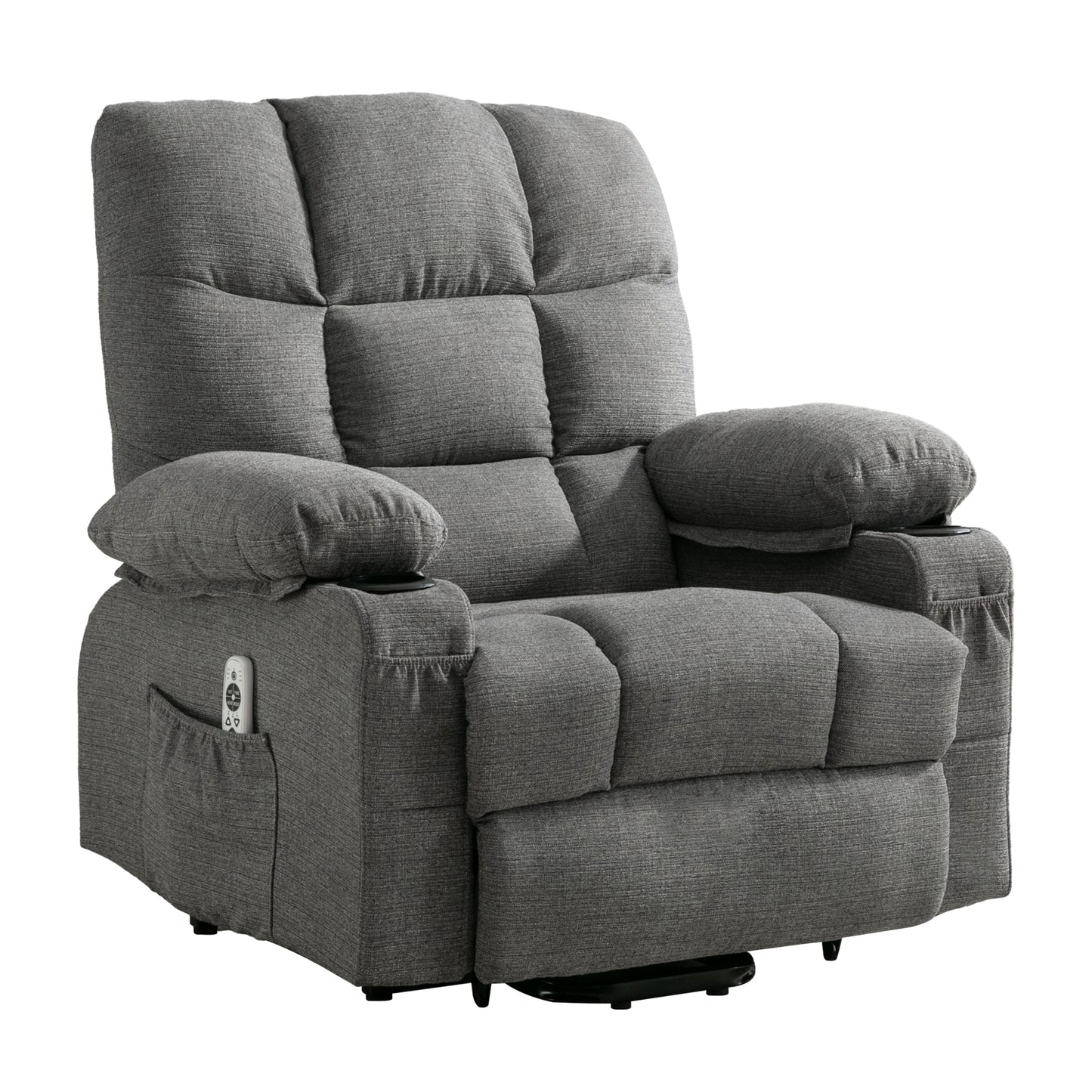 Comfortable Smoke Grey Power Lift Recliner Chair for the Elderly with Heat and Massage