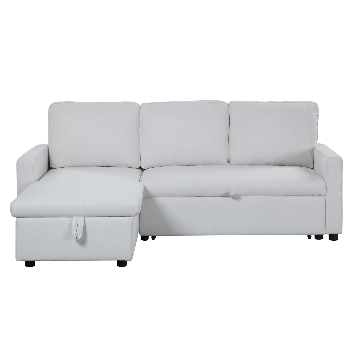 Hiltons Sleeper Sectional Sofa with Reversible Storage Chaise, White Fabric LV00971