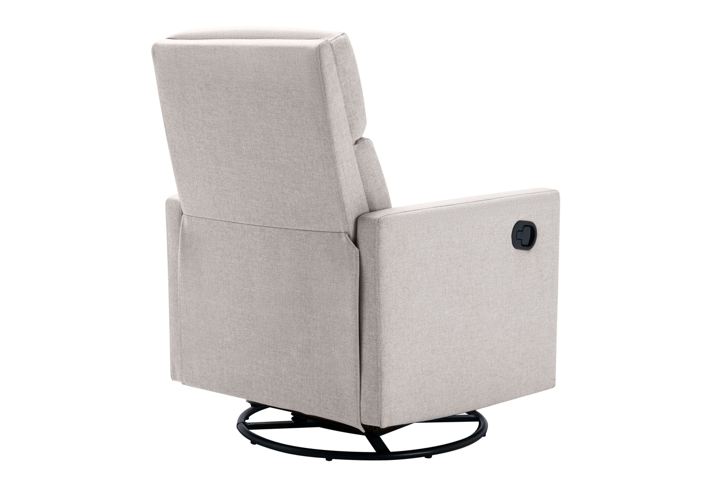 Modern Tan Upholstered Nursery Rocker Chair with Swivel Recliner