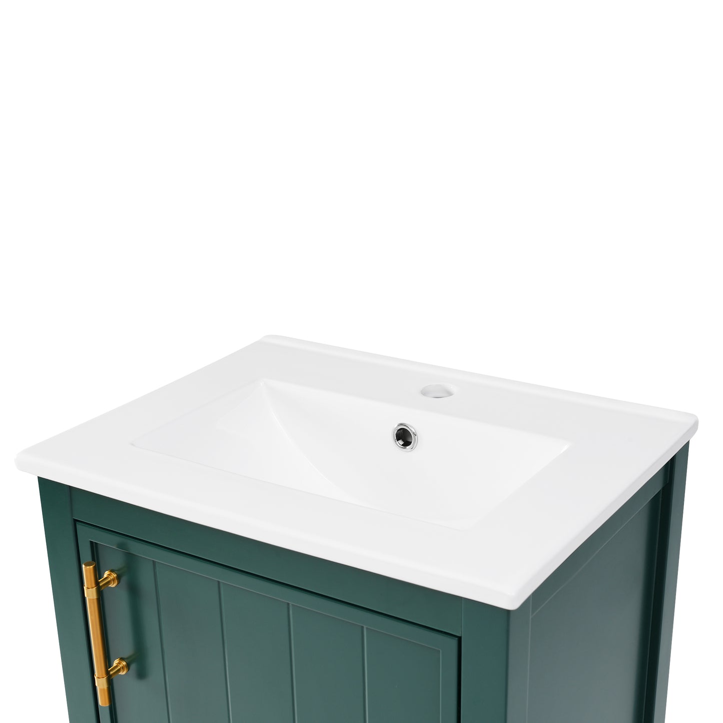 20" Bathroom Vanity with Sink, Bathroom Cabinet with Soft Closing Door, Storage Rack and Open Shelf, Green