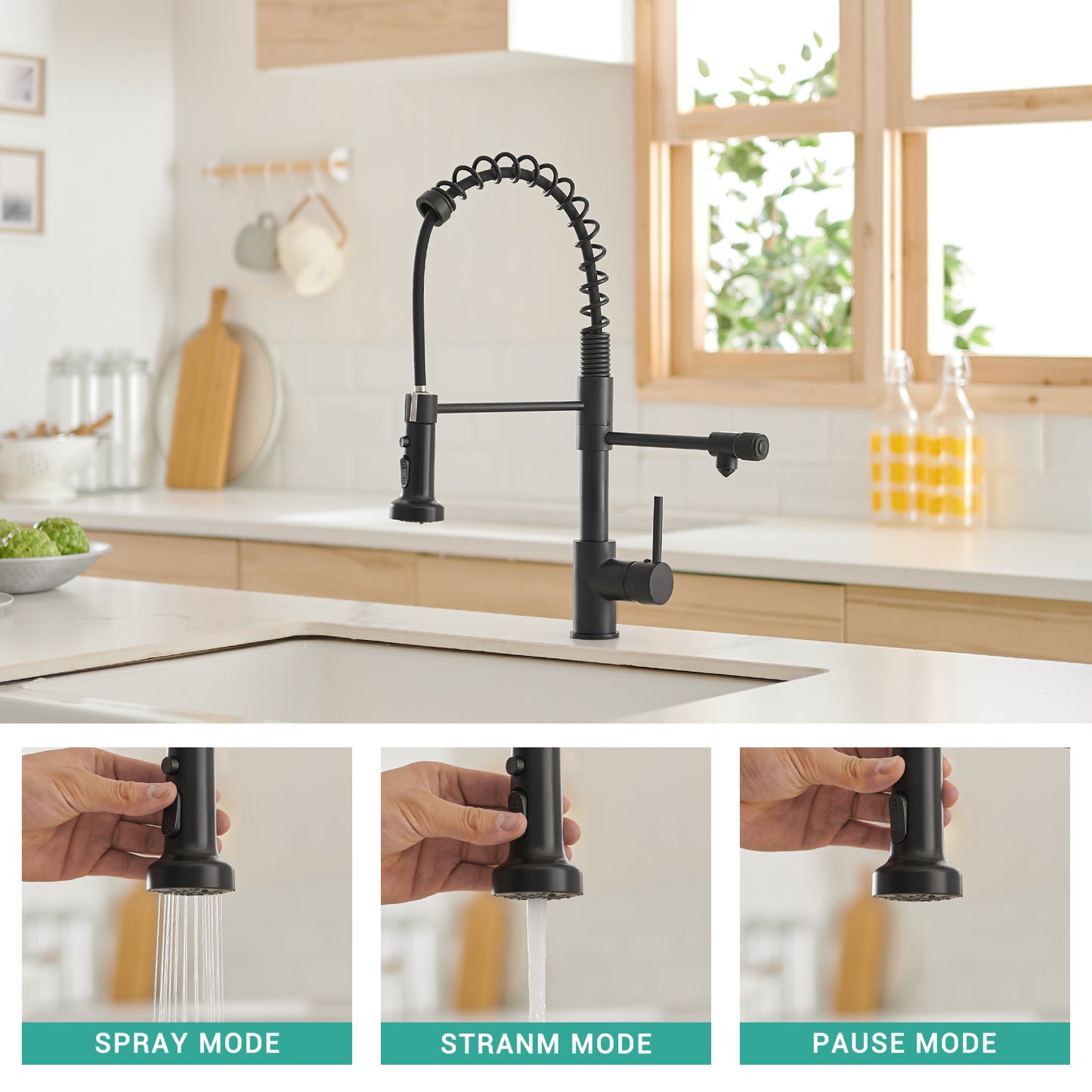 Purifier Kitchen Faucet Drinking Water Faucet, Pull Down Water Filter Kitchen Sink Faucets (Matte Black)