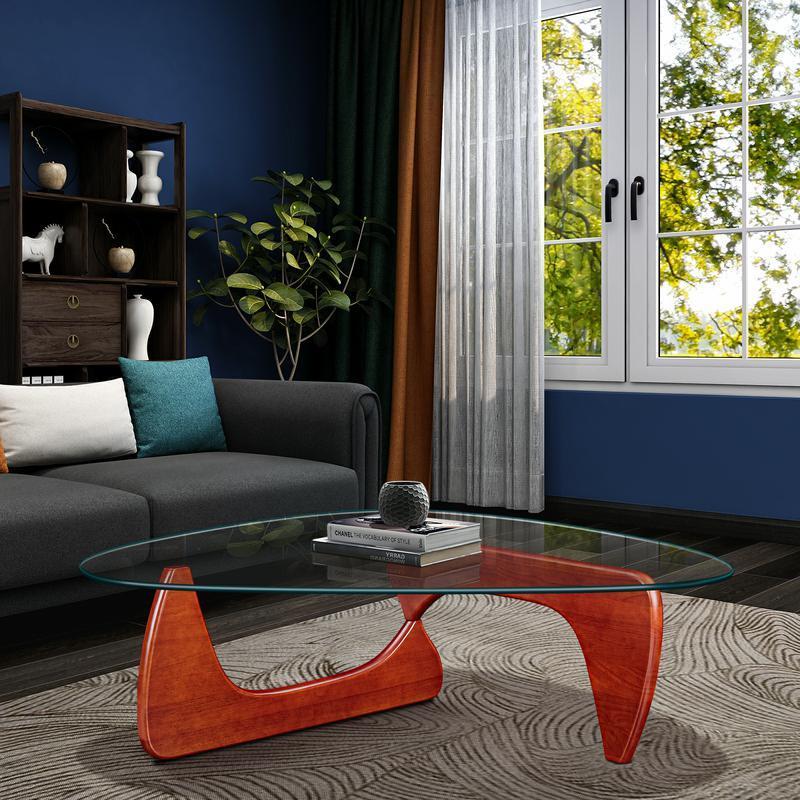 Sleek Cherry Finish Solid Wood Coffee Table