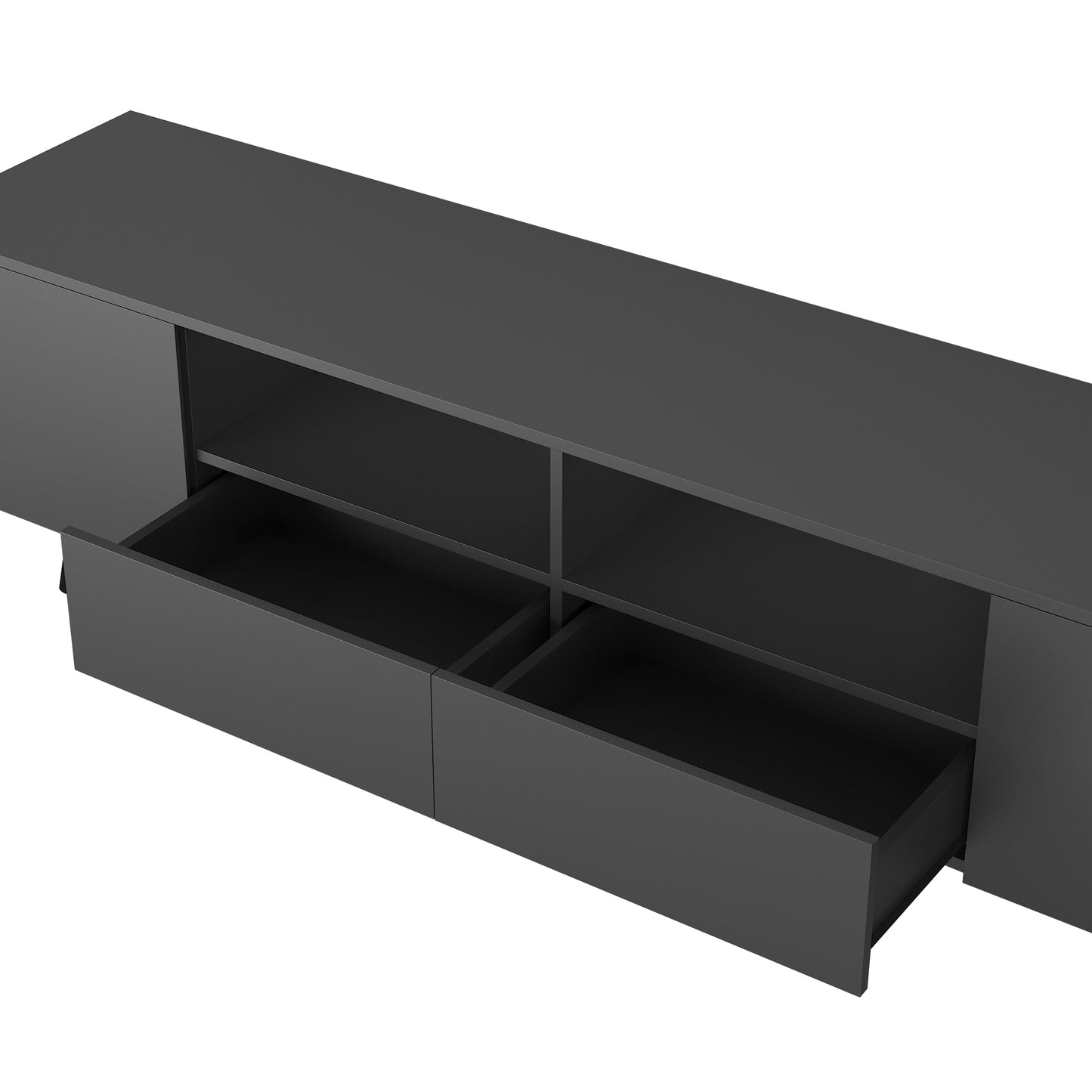 Sleek White TV Stand with LED Lights and Remote Control