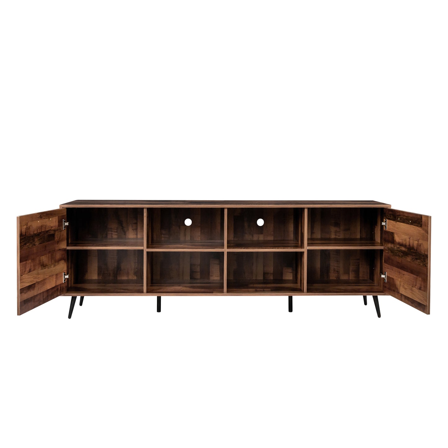 Stylish Adjustable Mid-Century TV Stand with Wood Storage Console