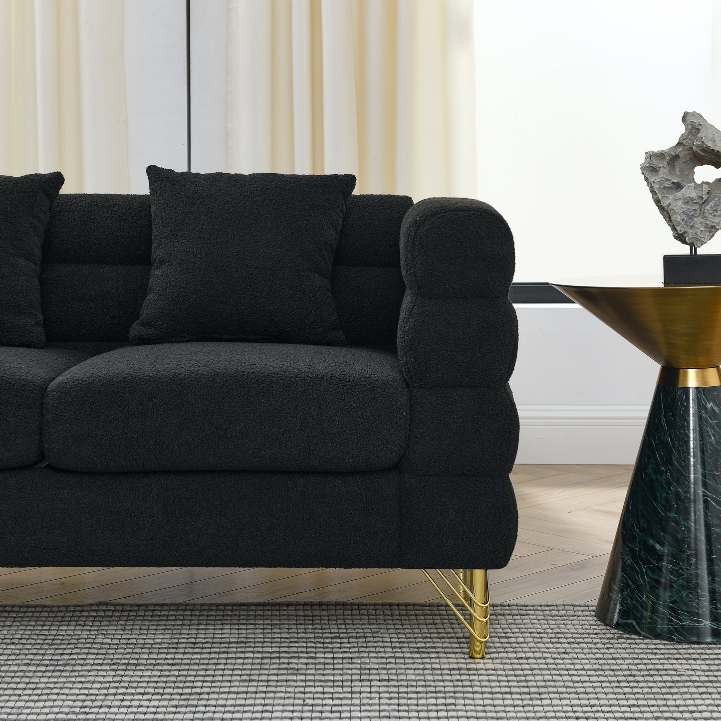 81.5-Inch Streamline Modern Corner Sofa with Metallic Luster Legs and Durable Construction