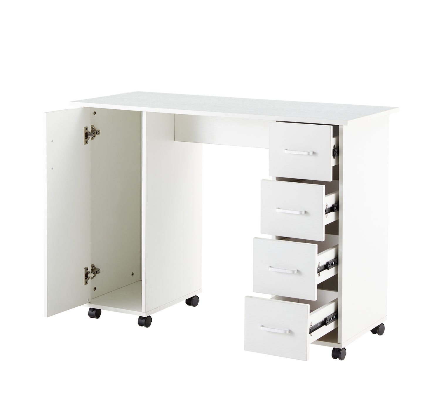 Compact White Computer Desk with Storage Drawers - 41.73‘’L x 17.72\'\'W x 31.5\'\'H