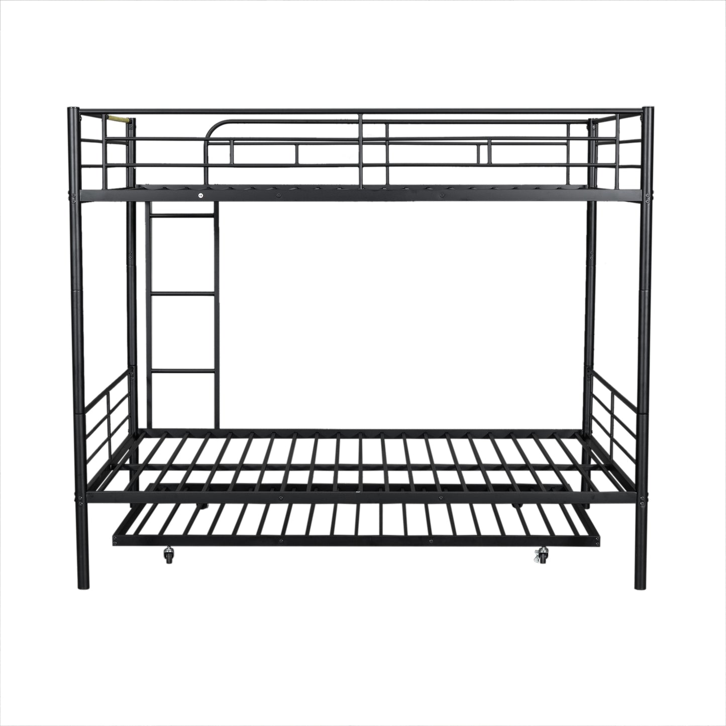 Stylish Contemporary Metal Bunk Bed with Trundle - Sleek Black Design