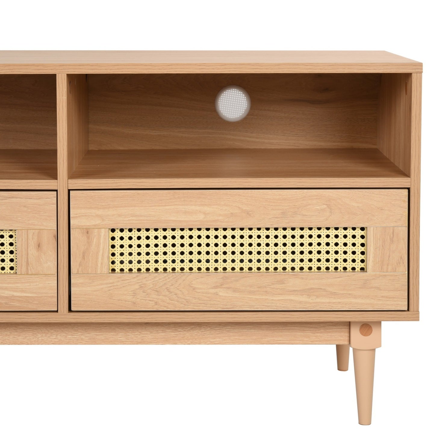 Entertainment Console with Rattan Storage for 65-70 inch TV