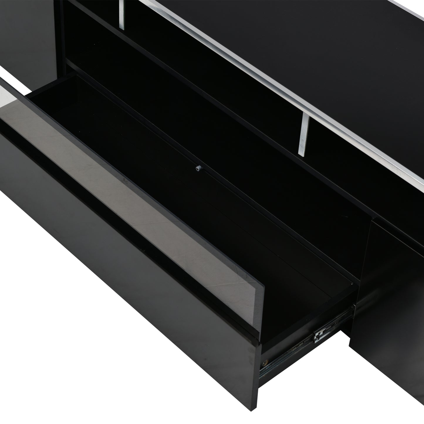 Stylish Black TV Stand with LED Lights and Acrylic Board