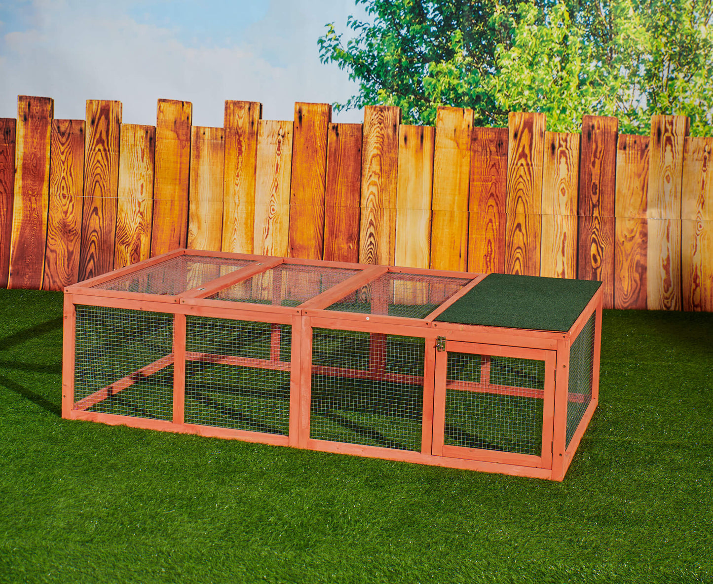 Rabbit Hutch W/ Mesh Wire, 70.9Lx39.4Wx 18.9H Inch