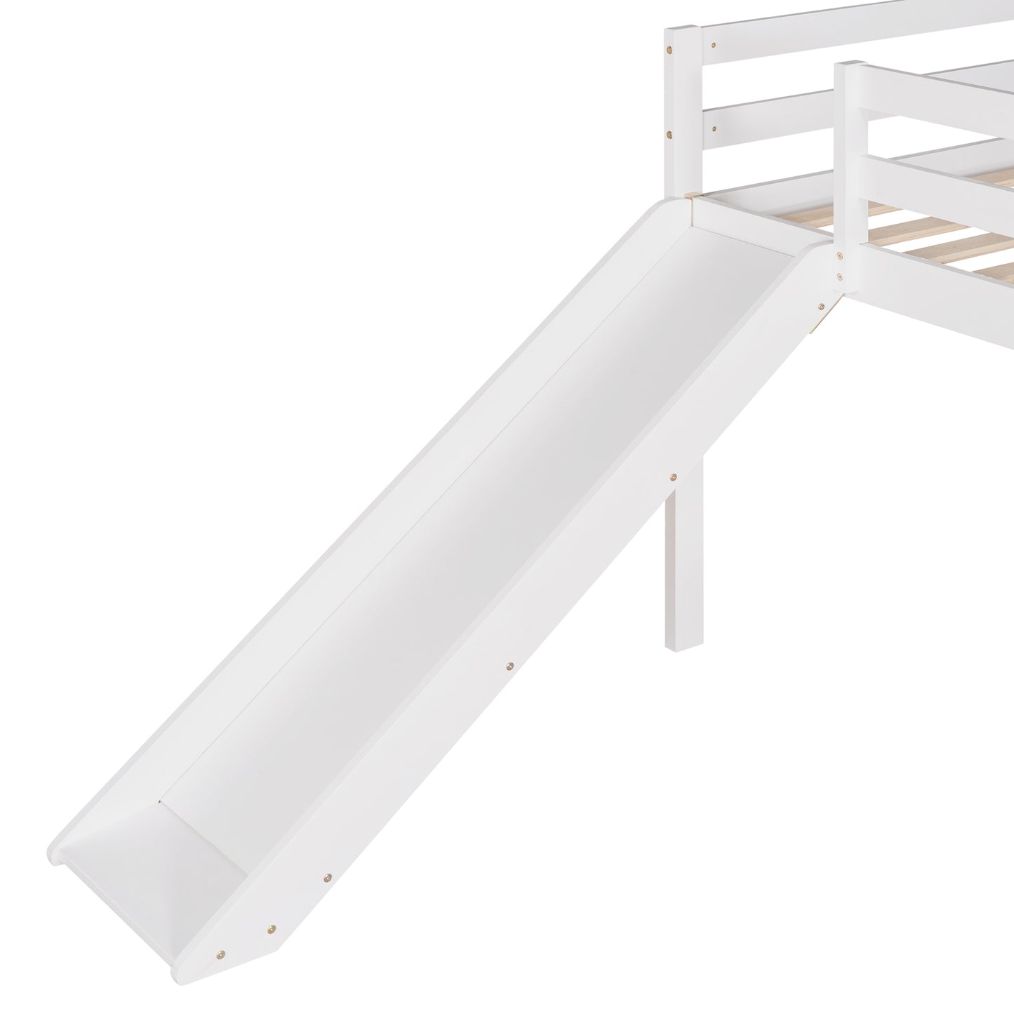 Loft Bed with Slide, Multifunctional Design, Twin (White)(: WF191904AAK)