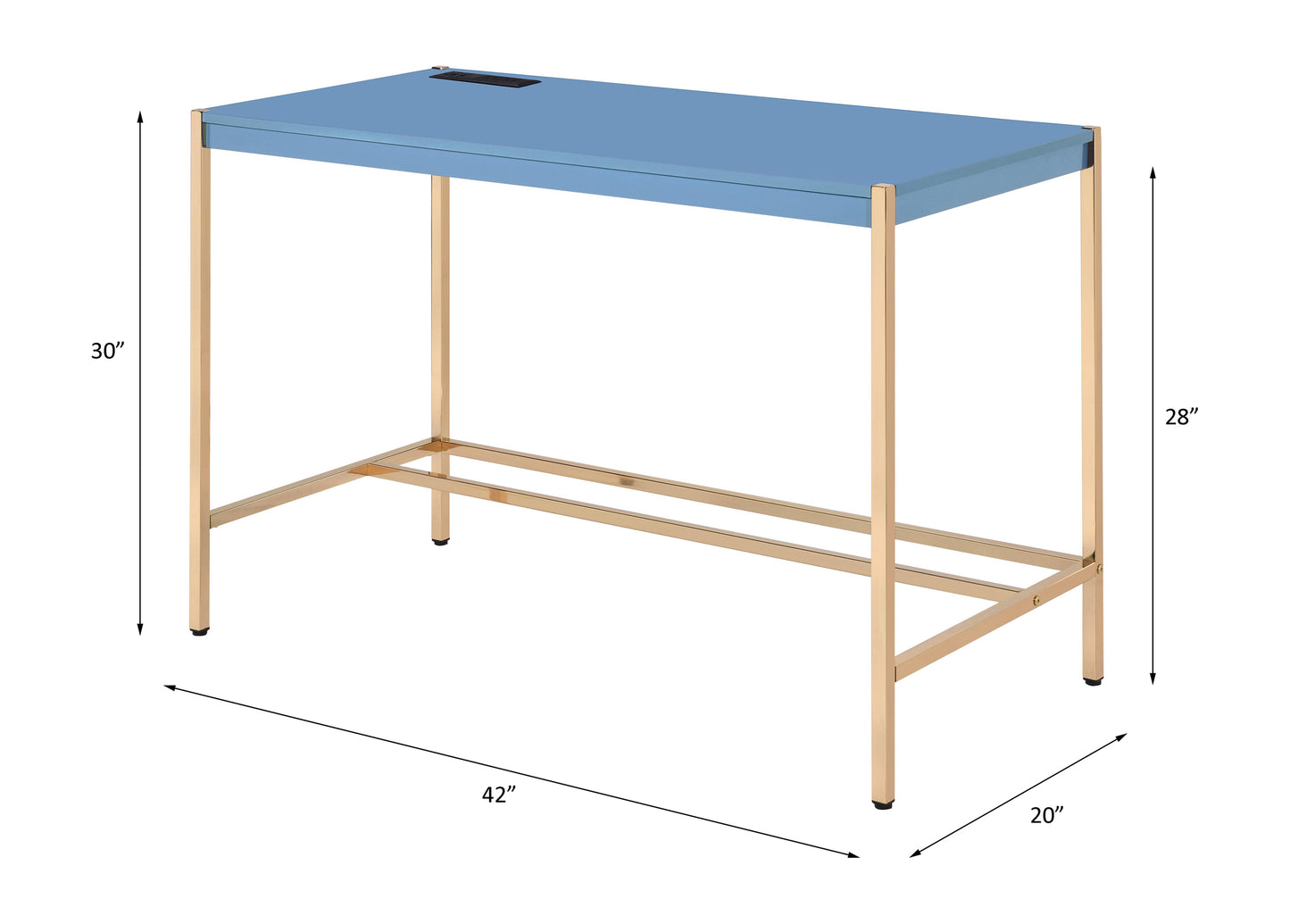 Navy Blue and Gold Writing Desk with USB Port: A Stylish and Functional Workspace Upgrade