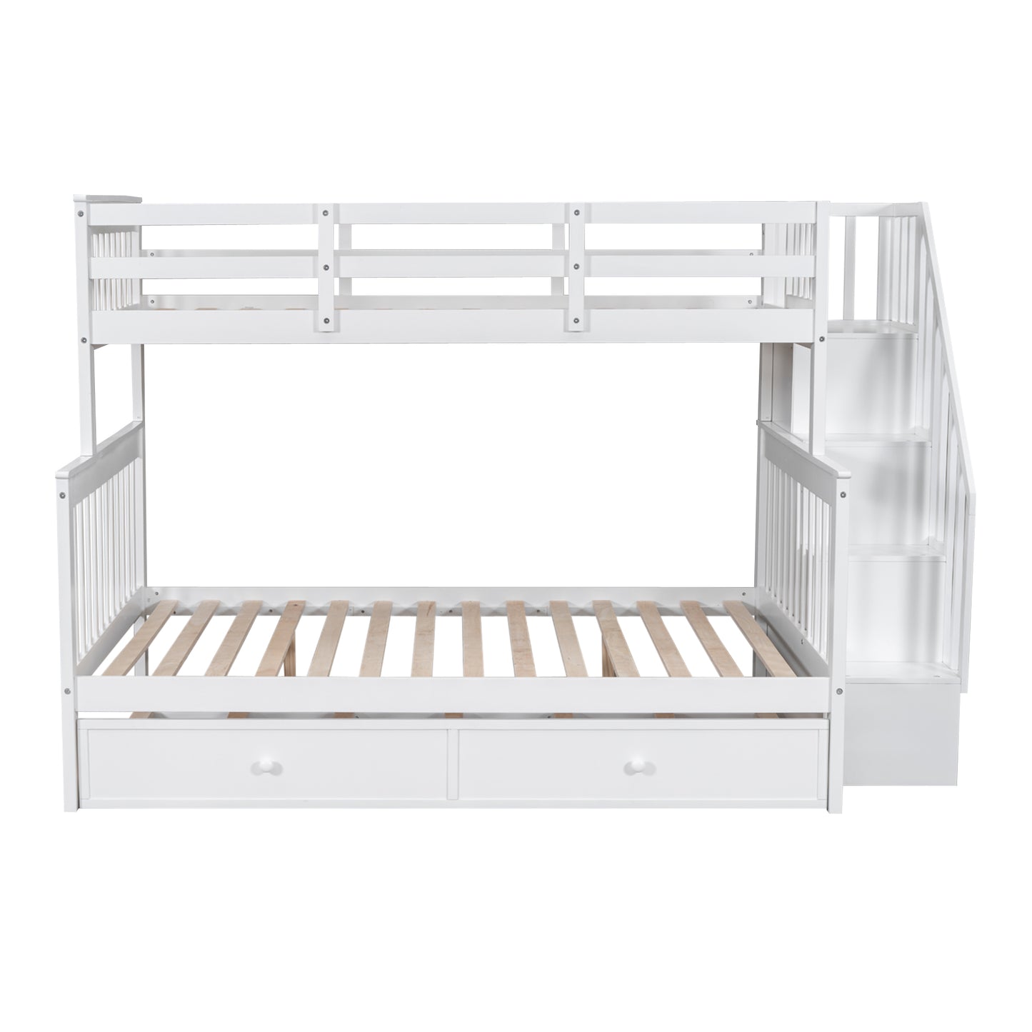 Staircase Bunk Bed with Trundle and Storage: Twin Over Full