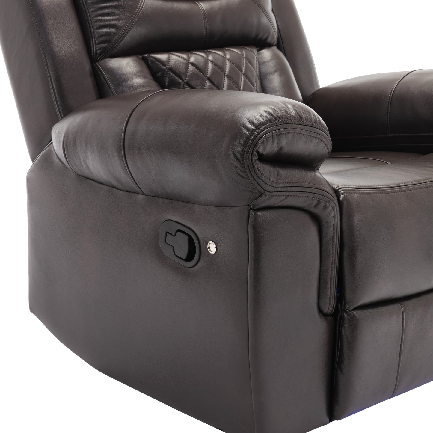 Brown Home Theater Recliner Chair with LED Lights and Manual Recline