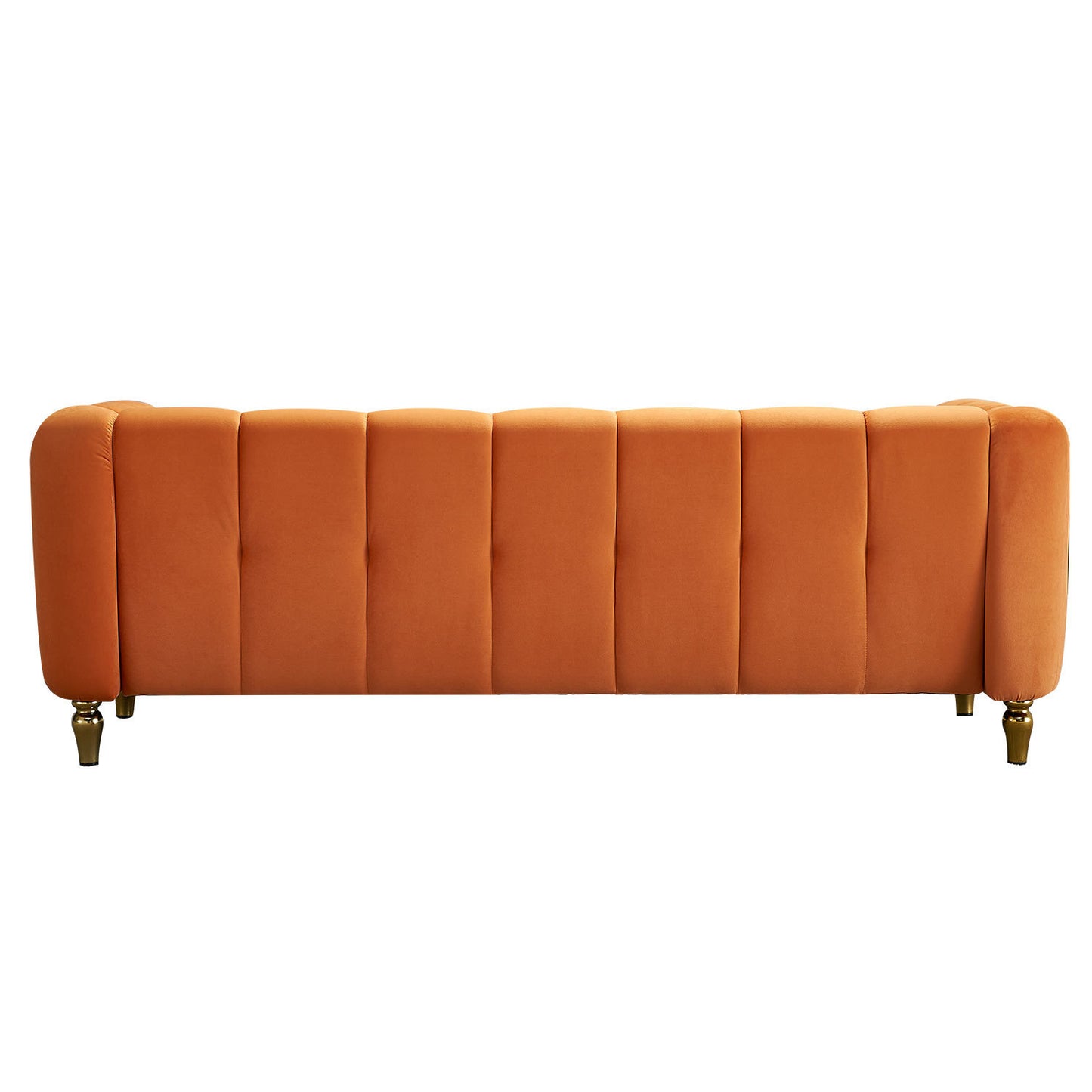 Modern Velvet Sofa 83.07 inch for Living Room Orange Color