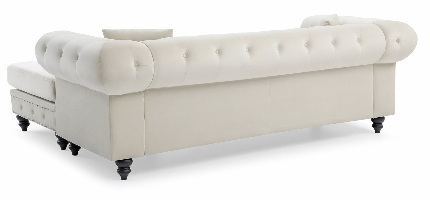 Nola G0357B-SC Ivory Velvet Sofa Chaise