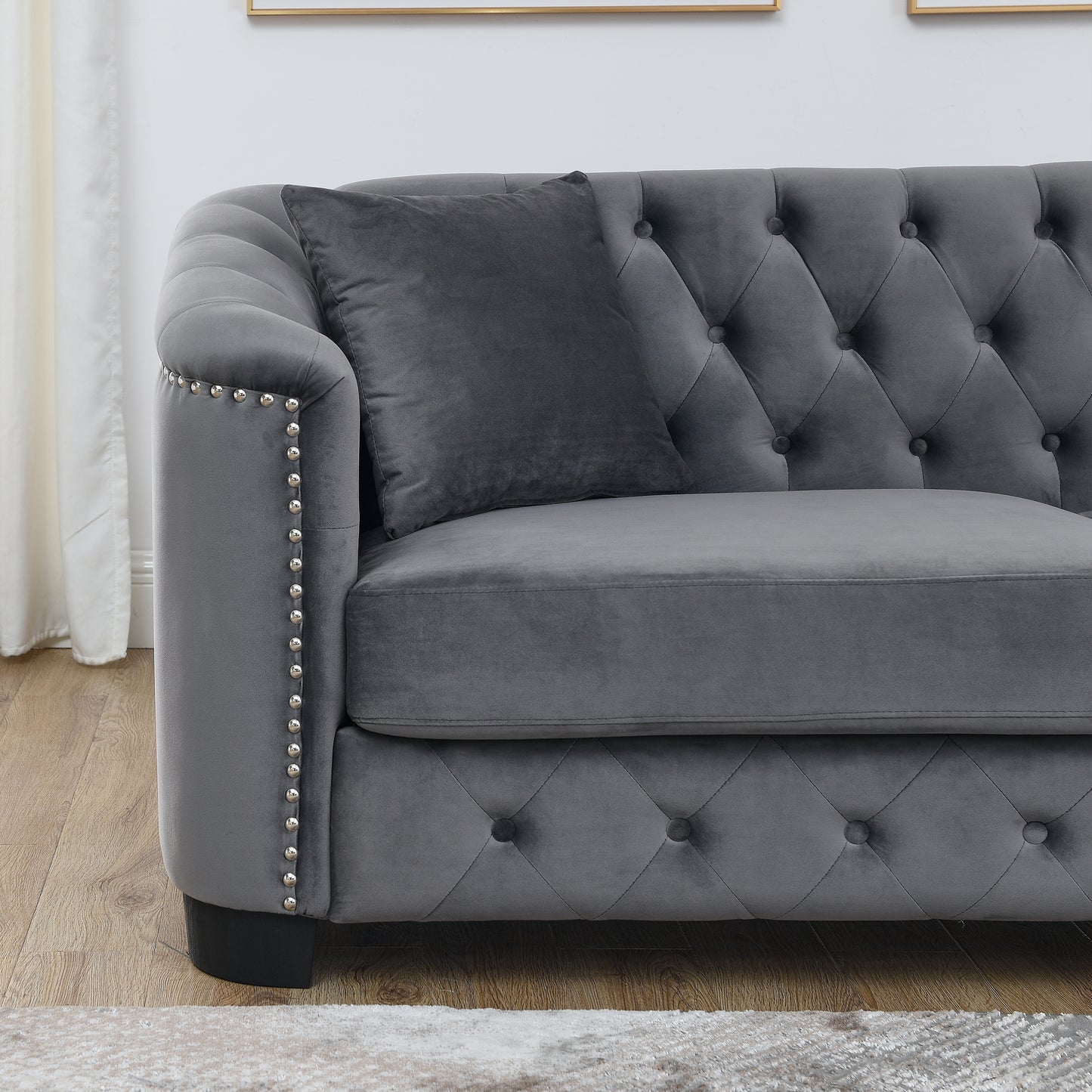 corner sofa+2-seater Combination sofa.Velvet Grey