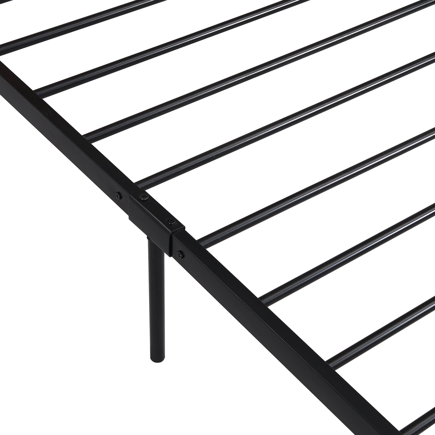 Queen Size Metal Platform Bed Frame with Sockets, USB Ports and Slat Support ,No Box Spring Needed Black