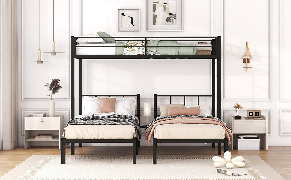 Convertible Metal Triple Bunk Bed with Flexible Sleeping Options