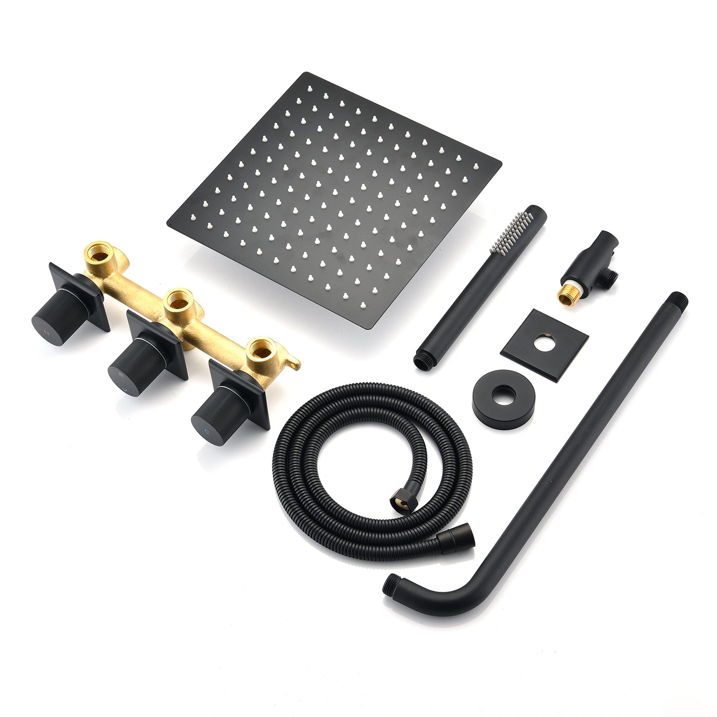 Luxurious Matte Black Rainfall Shower Fixture Set with Dual Shower Head System