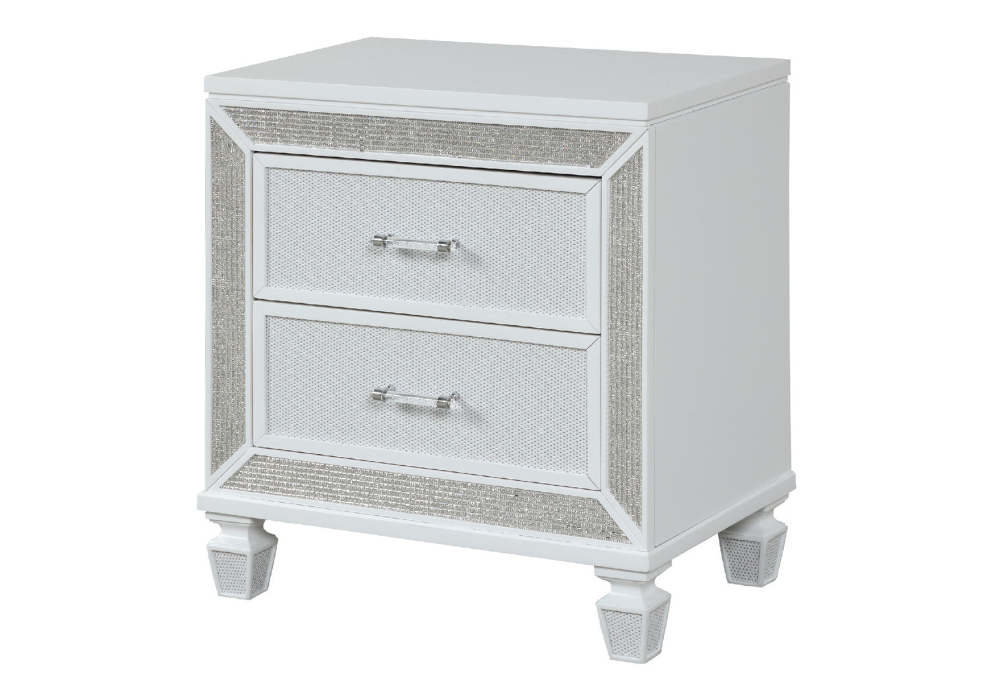 Crystal Nightstand Made with Wood Finished in White