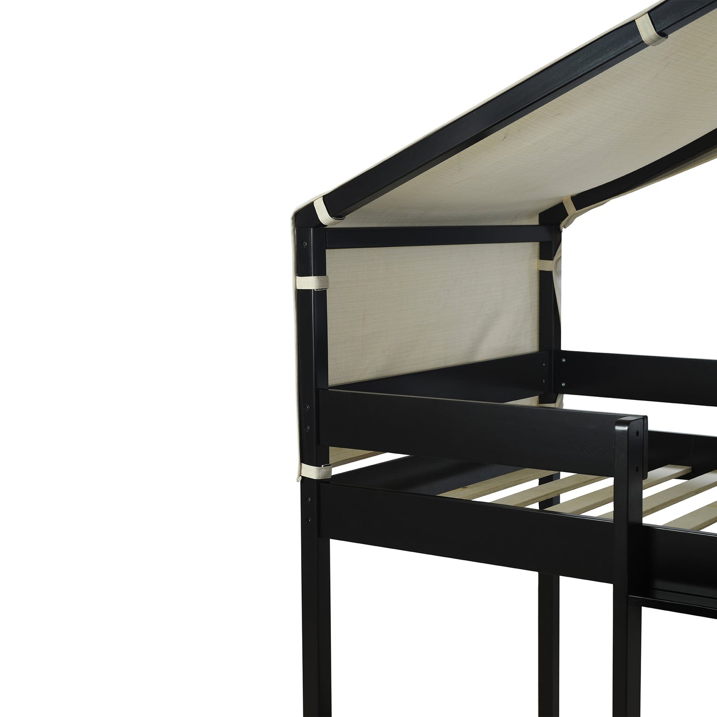 Espresso Wood Bunk Bed with Fun Tent House Design