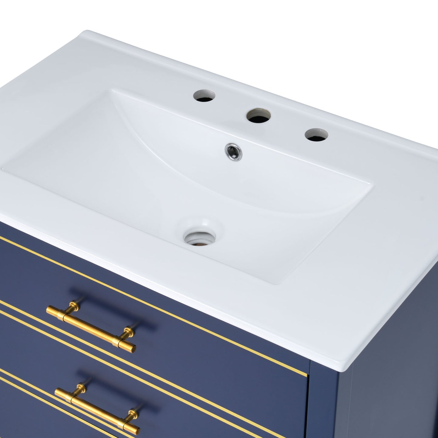 Modern 30inch Navy Blue/White Bathroom Vanity Cabinet Combo with OpenStorge, Two Drawers