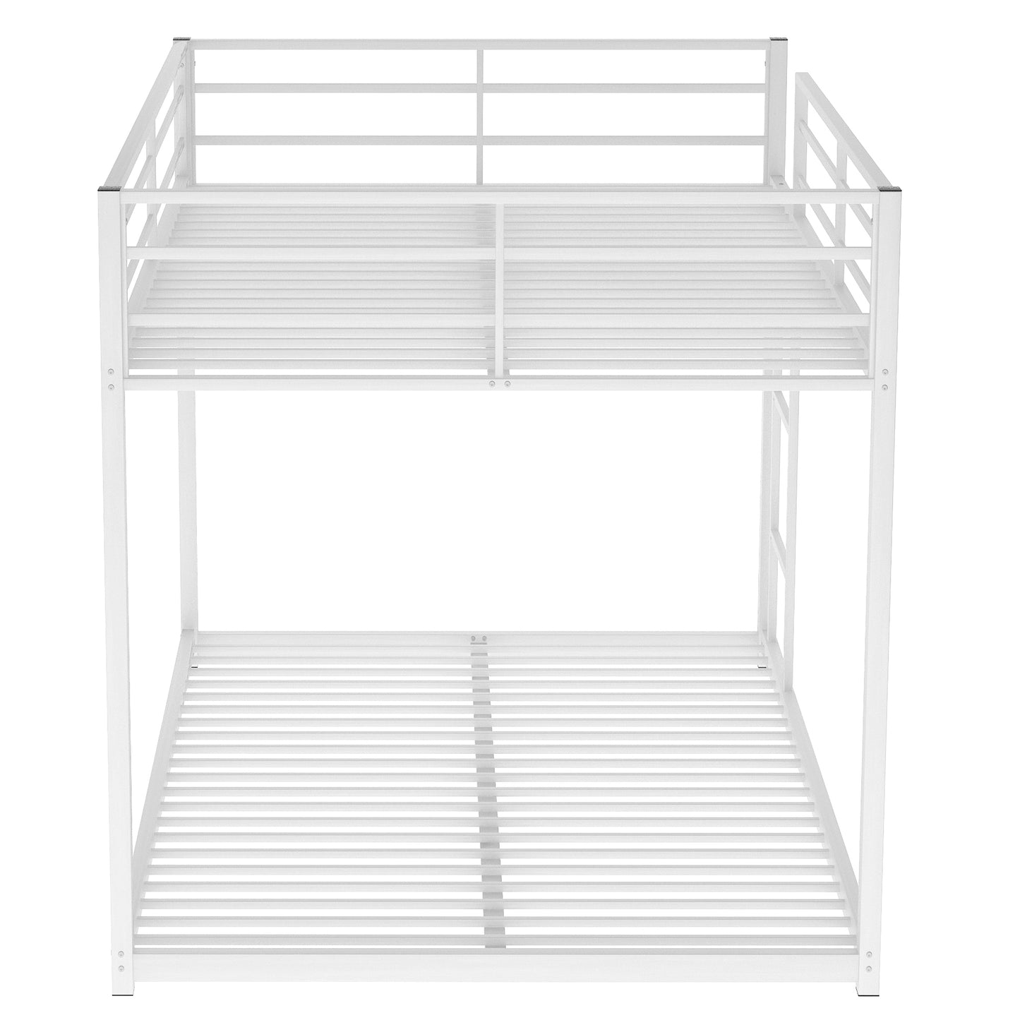 White Metal Full over Full Bunk Bed with Low Design and Ladder