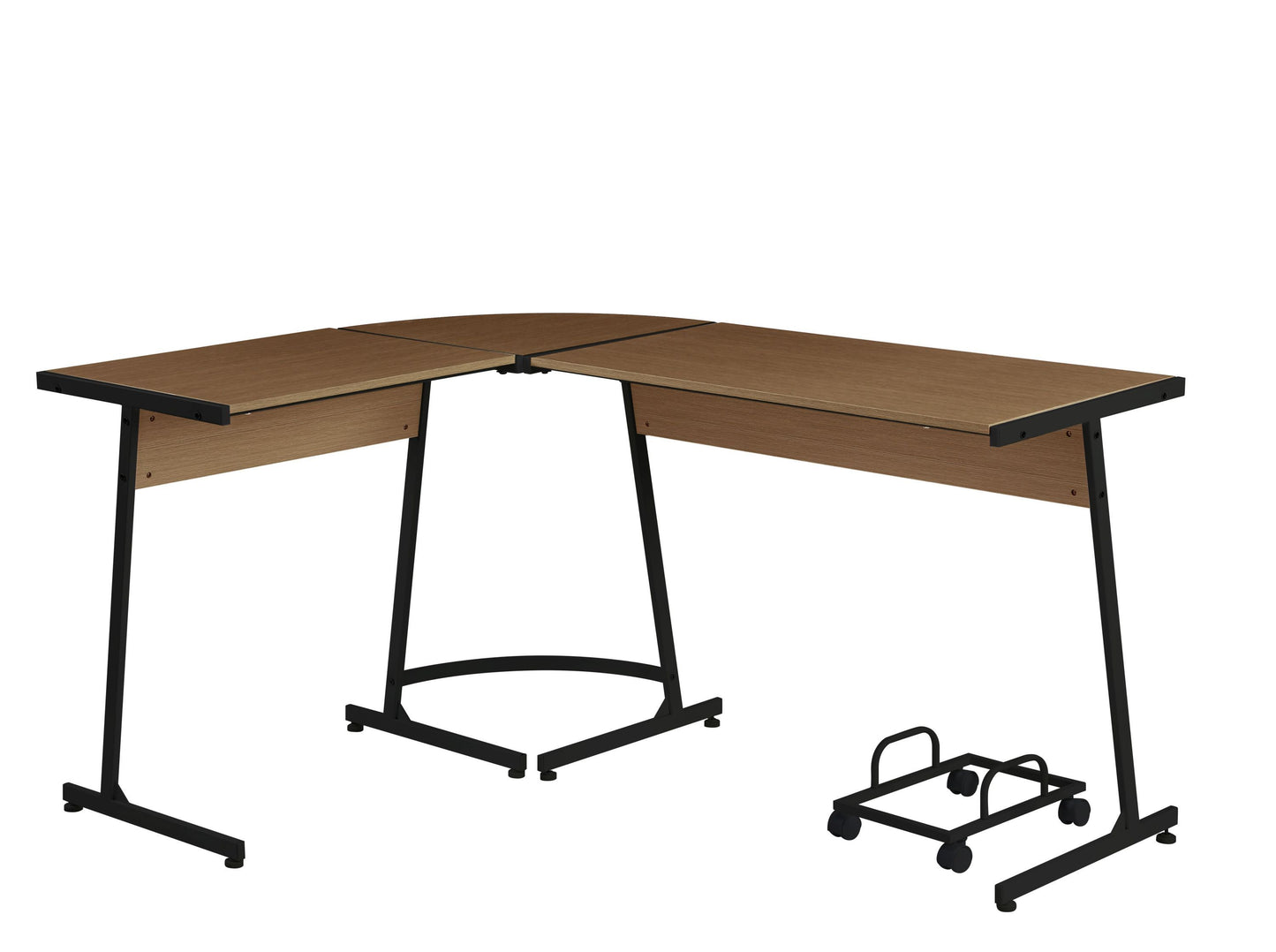 Dazenus Contemporary L-Shaped Computer Desk in Black and Oak Finish