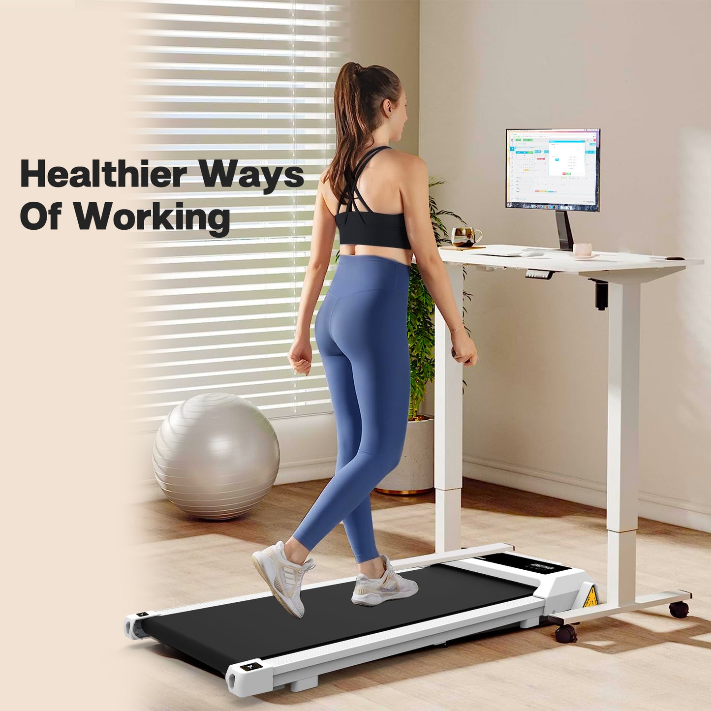 Under Desk Treadmill , Walking Treadmill 2 in 1 for Walking , Quiet and Powerful, Installation-Free