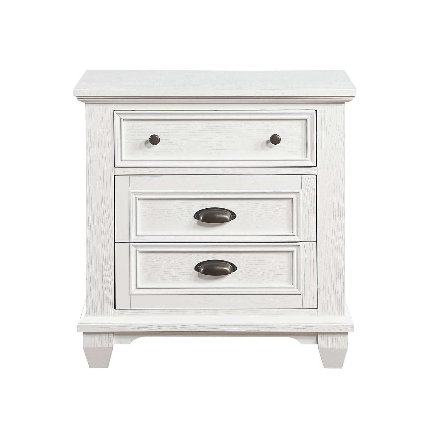 White Finish Two Drawers Nightstand 1pc Traditional Framing Wooden Bedroom Furniture