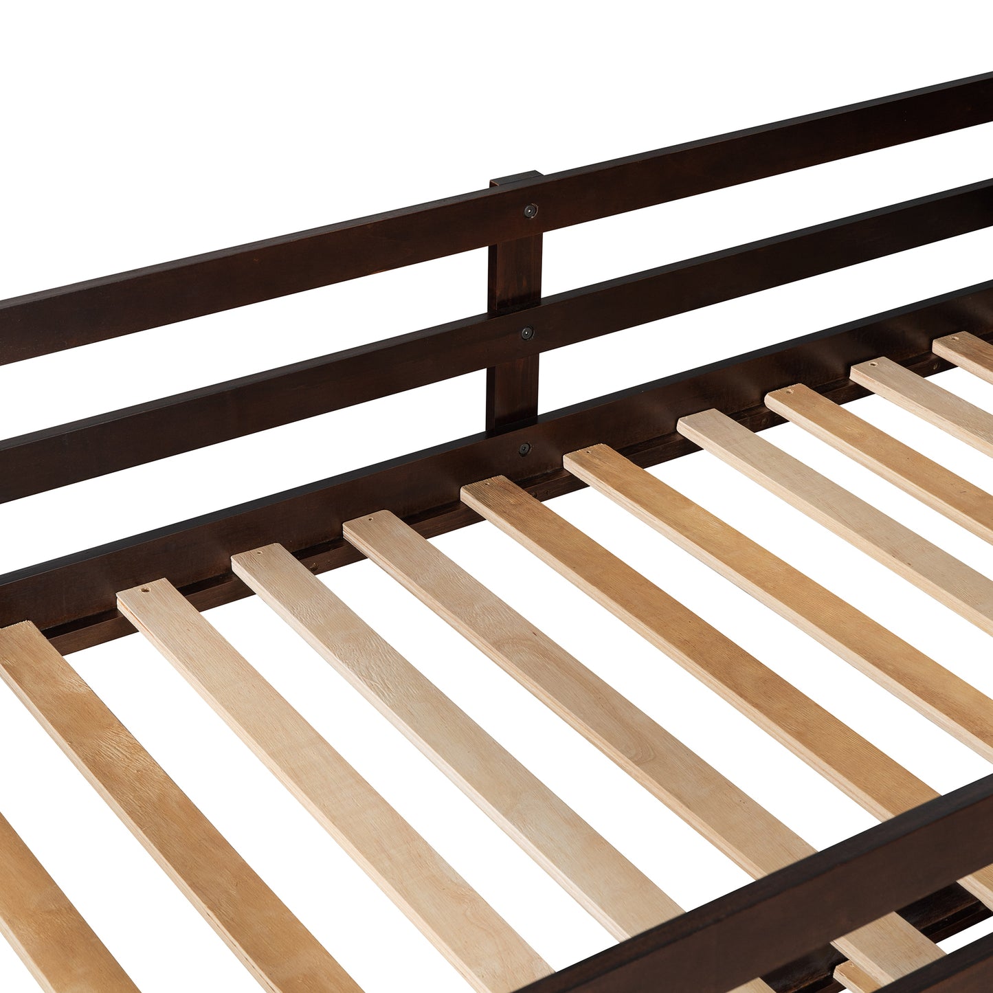 Stylish Espresso Wooden Twin Bunk Bed with Trundle and Staircase