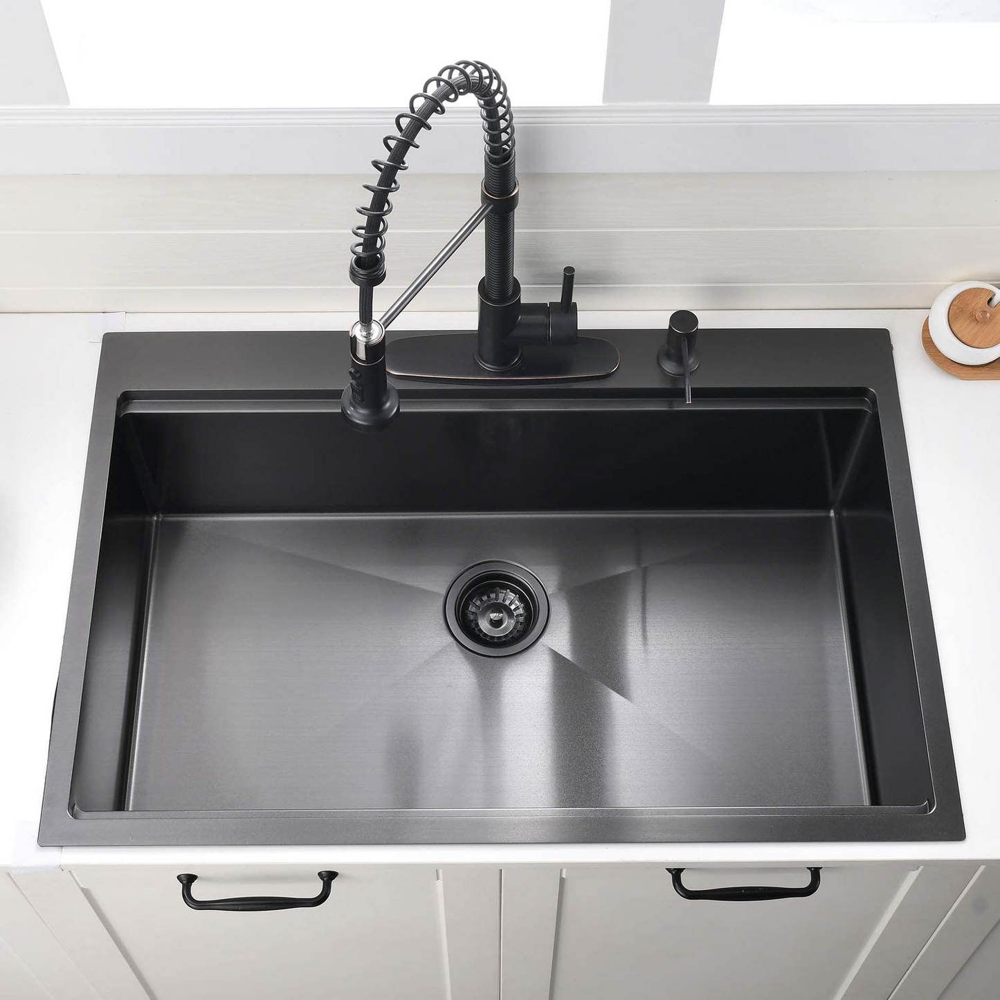 Gunmetal Black Topmount Workstation Kitchen Sink 36-Inch Stainless Steel 16 Gauge Single Bowl Drop-In Sink