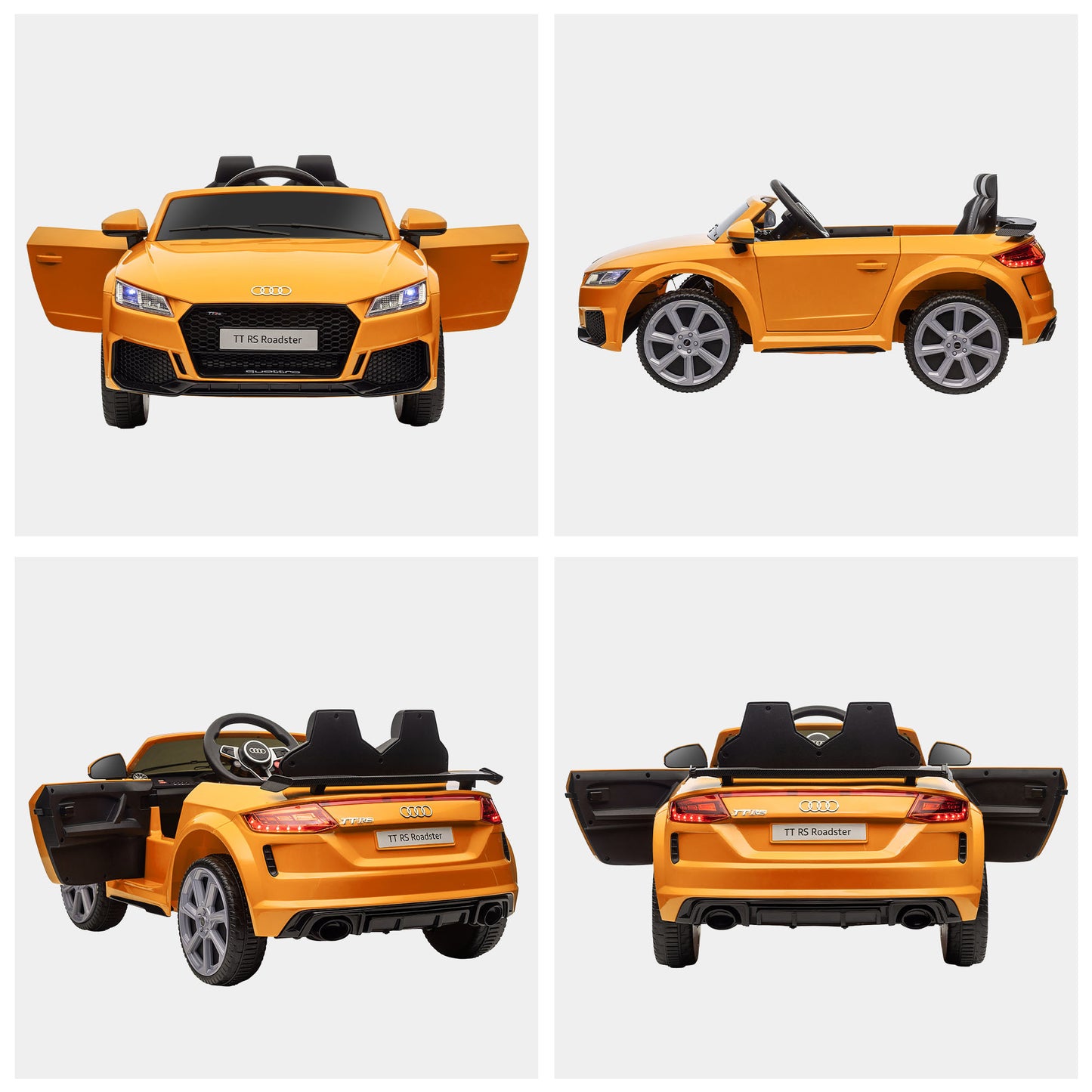 Aosom 6V Kids Electric Ride On Car, Licensed Audi TT RS with Suspension System and Remote Control, Horn, 5 Songs, Lights, MP3 Player - Yellow