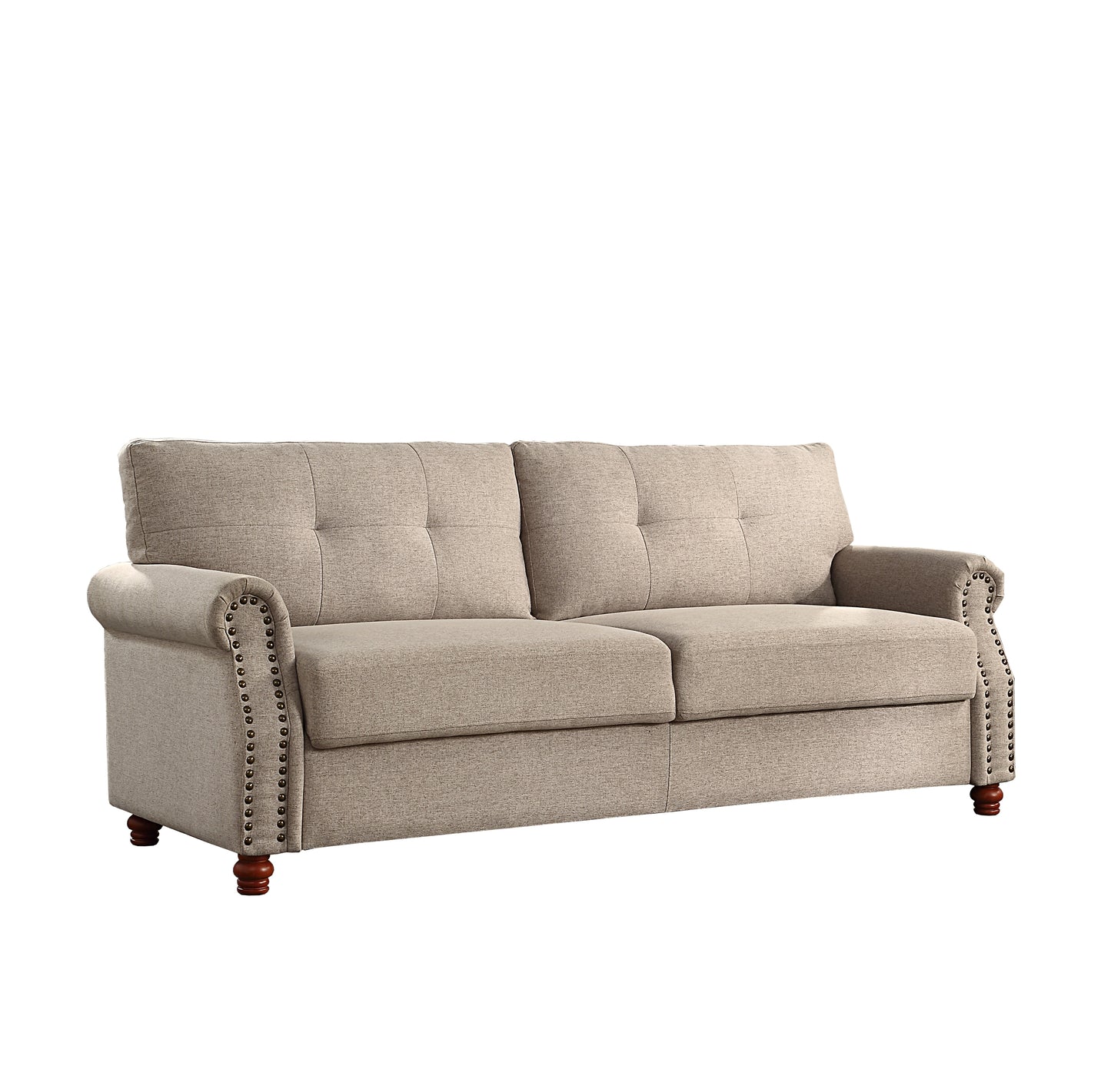 Linen Fabric Upholstery with Storage Sofa /Tufted Cushions/ Easy, Tool-Free Assembly, Beige