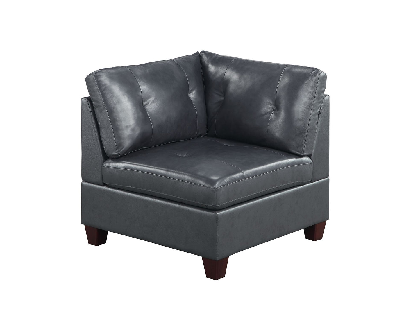 Contemporary Black Genuine Leather Modular Sectional Set with Tufted Detail