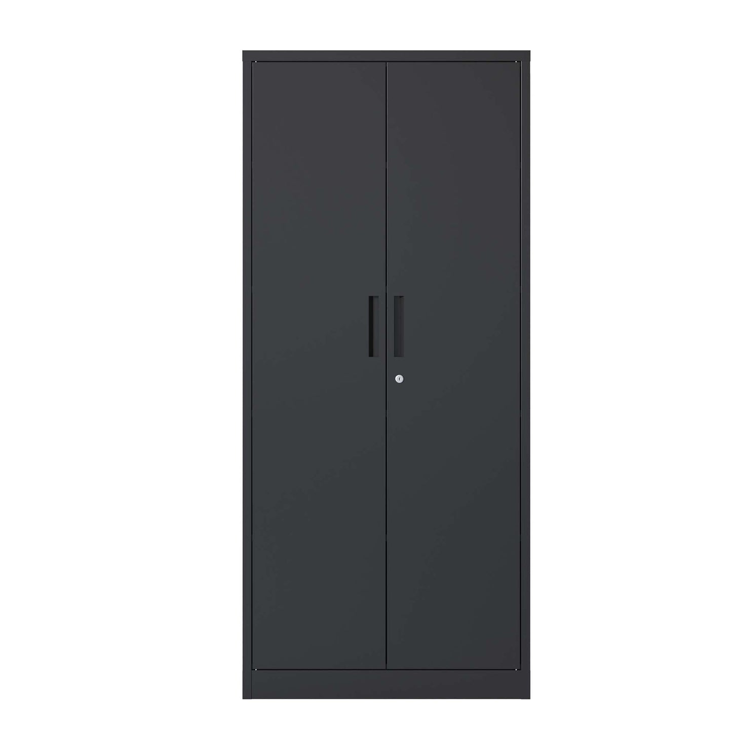 72H Metal Lockable Garage Storage Cabinet with 4 Shelves, Black Steel Cabinet for Home Office and Garage Organization