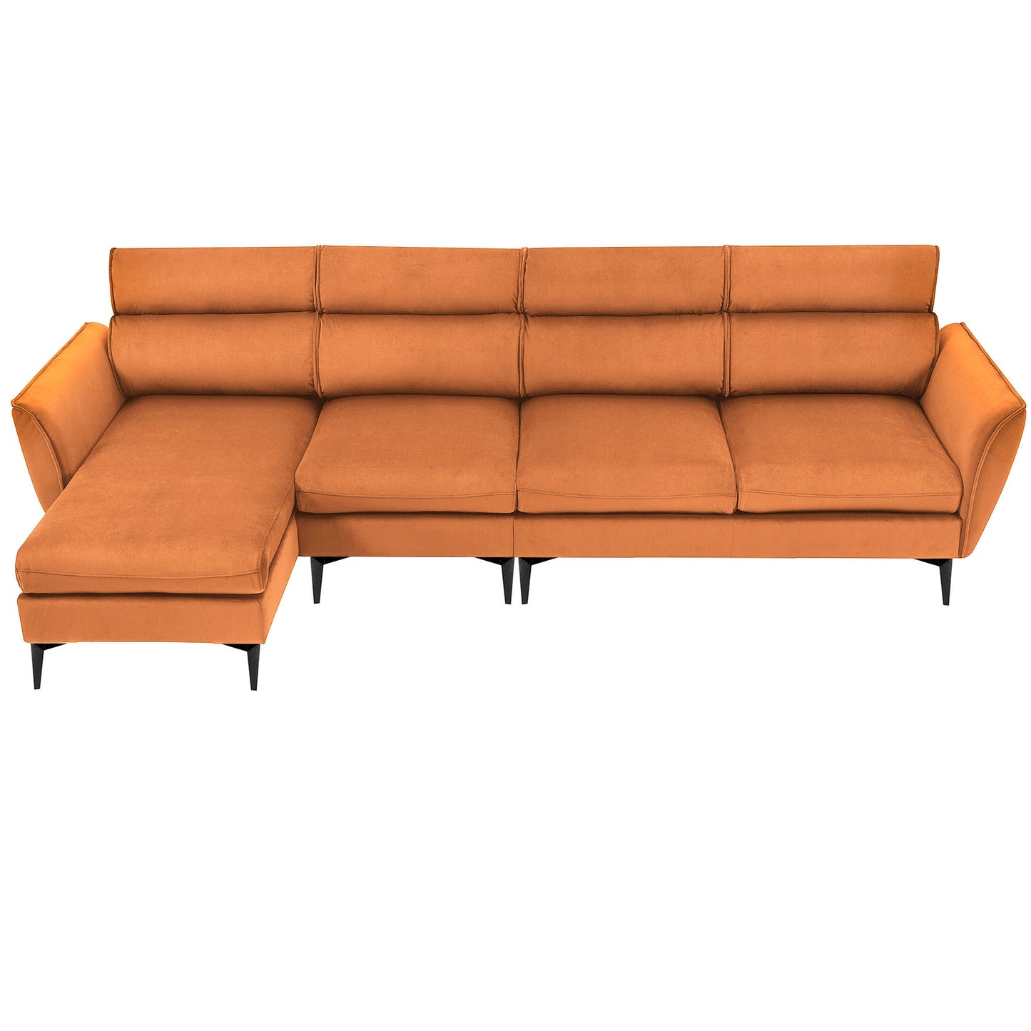 Convertible Flannel L-Shape Sectional Sofa with Left/Right Chaise