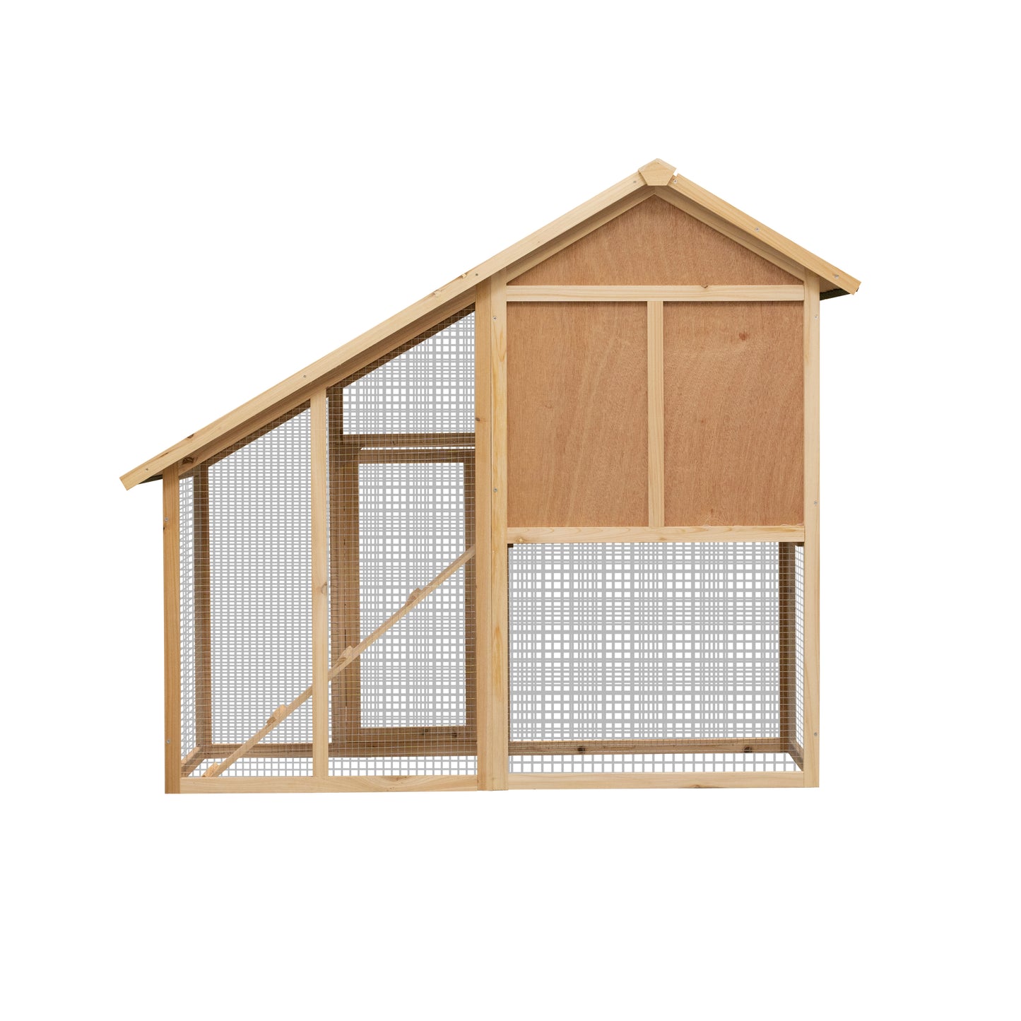 55" L 2-Tier Wooden Rabbit Hutch Bunny Cage Small Animal House with Ramp, Waterproof Roof, Removable Tray and Outdoor Run